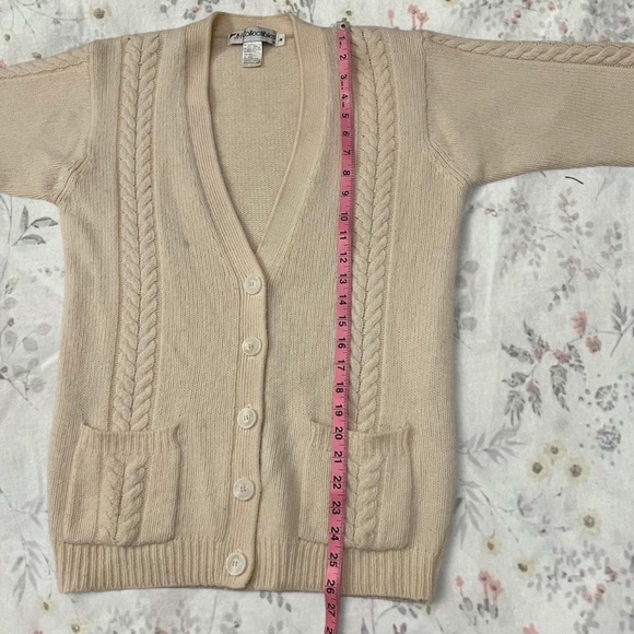 JH Collectibles Vintage 80s Wool Angora Cable Knit Cream Sweater - Picture 7 of 8
